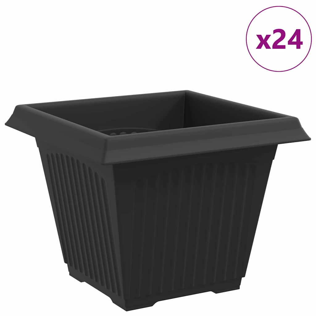Square Flower Pot 24 pcs Black 38 x 38 x 30 cm Plastic