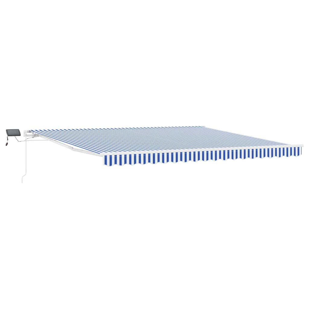 Retractable Awning Blue and white 4.5 x 3 m Fabric and metal