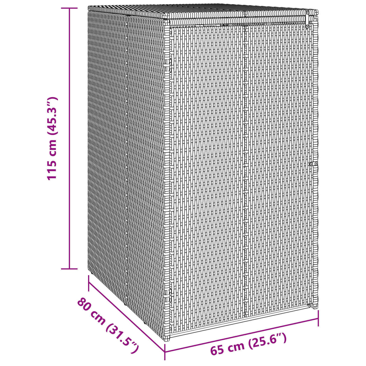 Box Garbage Bin Box Grey 65 x 80 x 115 cm Polyethylene