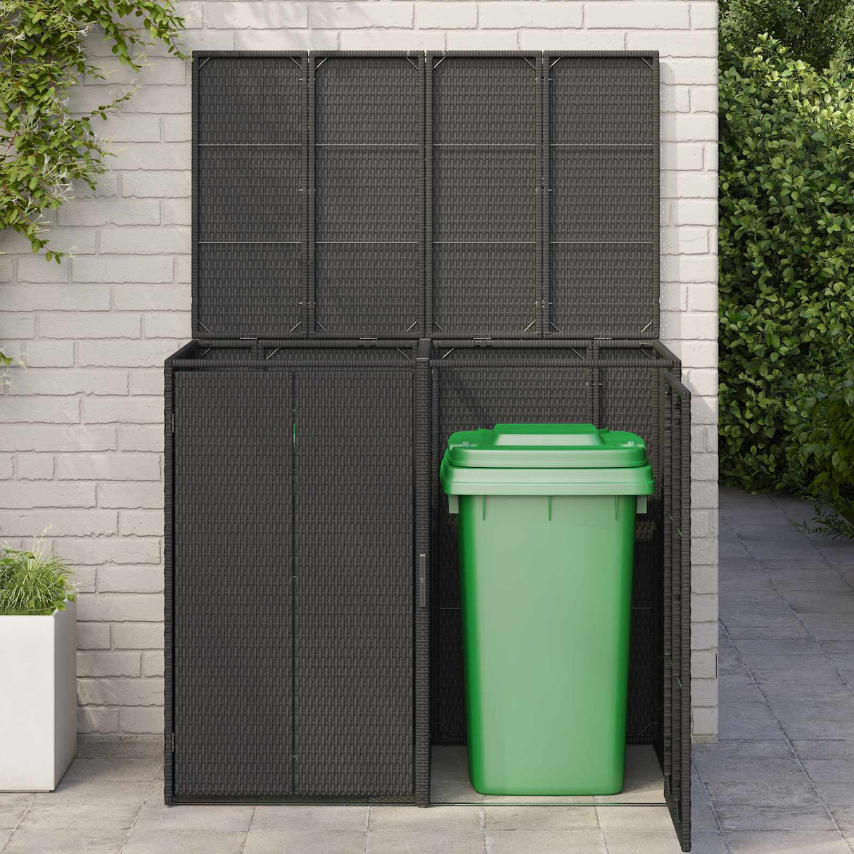 Box Garbage Bin Box 2 pcs Black 130 x 80 x 115 cm Polyethylene