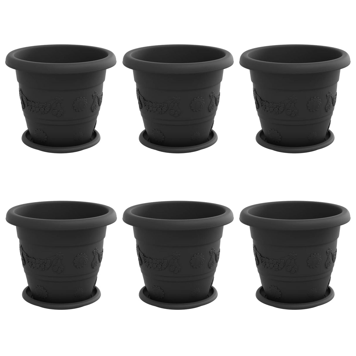 Plant Pots 6 pcs Black Ø 26 x 21.5 cm Plastic