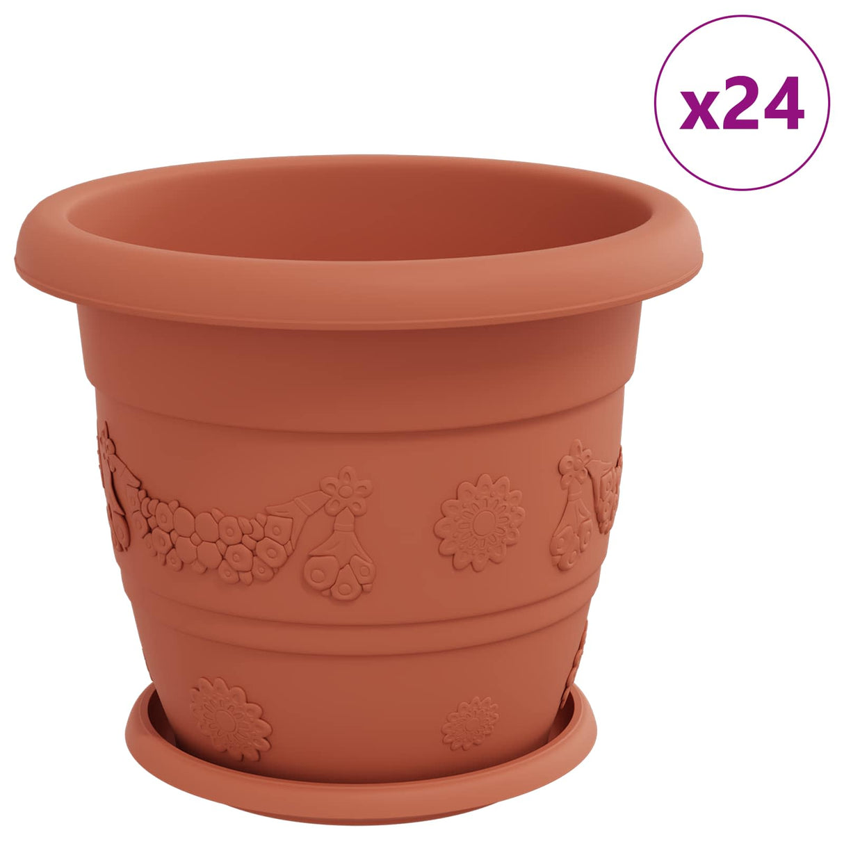 Plant Pots 24 pcs Brick Red Ø 30 x 25 cm Plastic