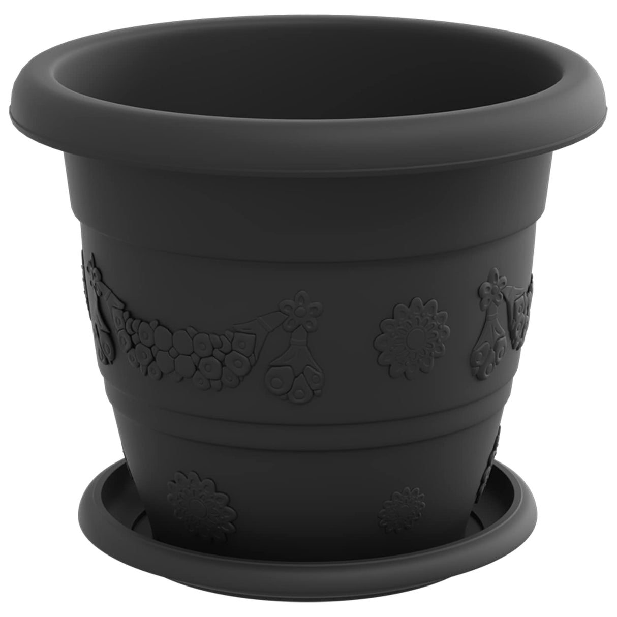 Plant Pots 24 pcs Black Ø 22 x 18 cm Plastic