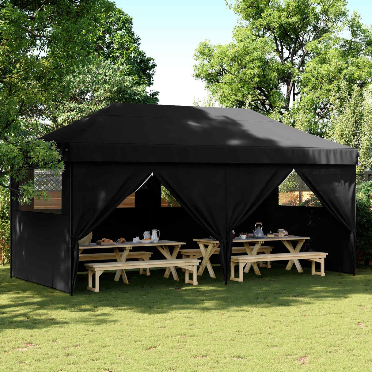 Party Tent Folding Black 292 x 580 x 315 cm Oxford Fabric