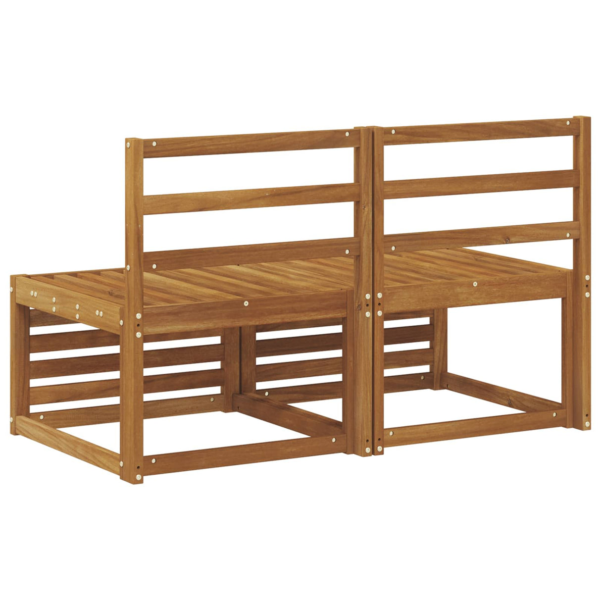 2 Piece Outdoor Middle Sofa Solid Acacia Wood Natural