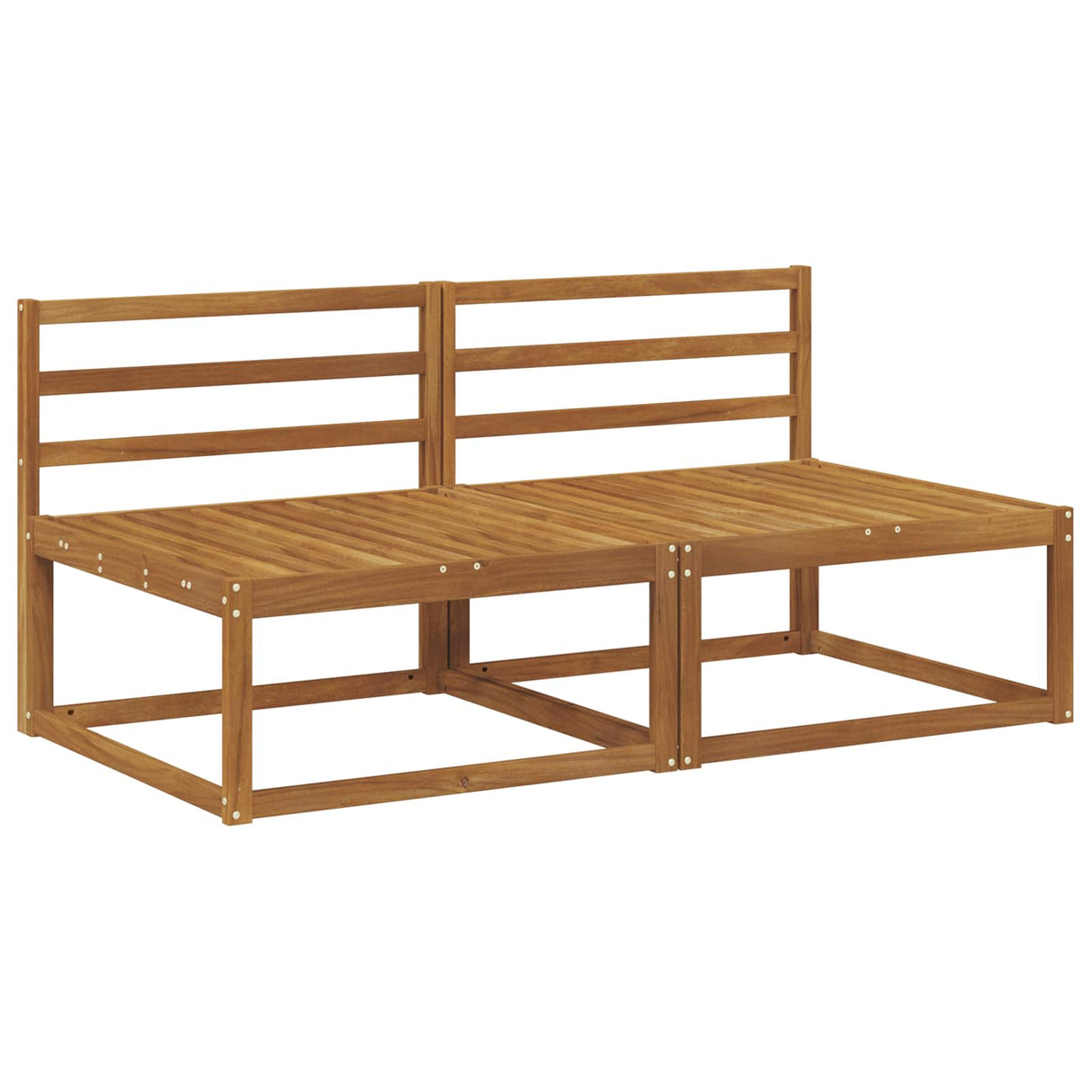 2 Piece Outdoor Middle Sofa Solid Acacia Wood Natural