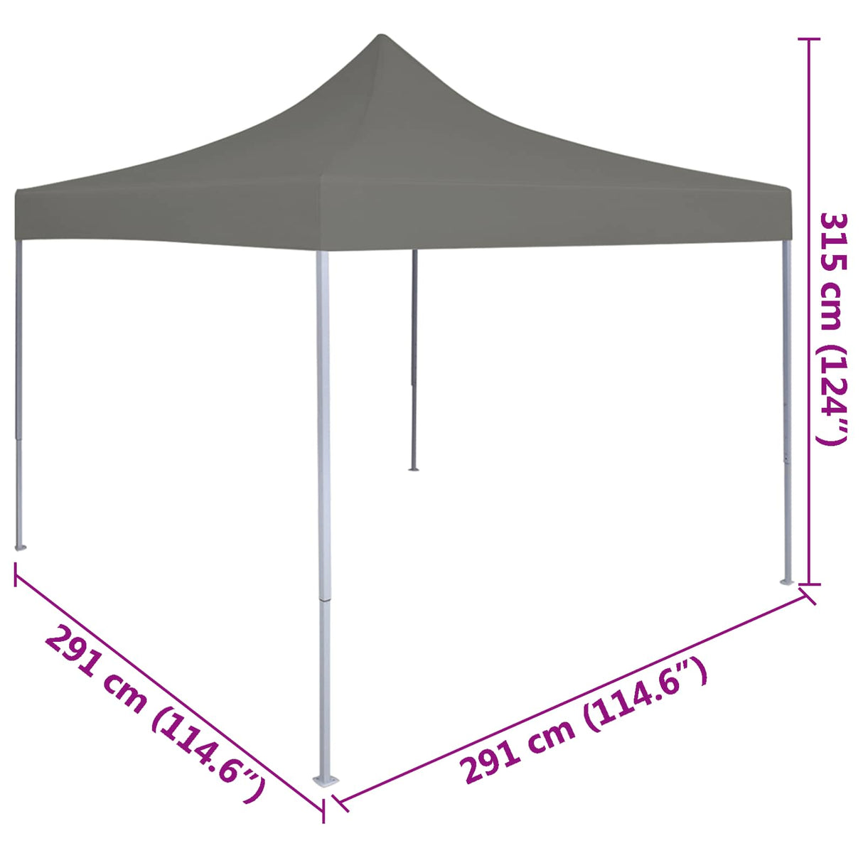 Party Tent Folding Anthracite 291 x 291 x 315 cm Oxford Fabric