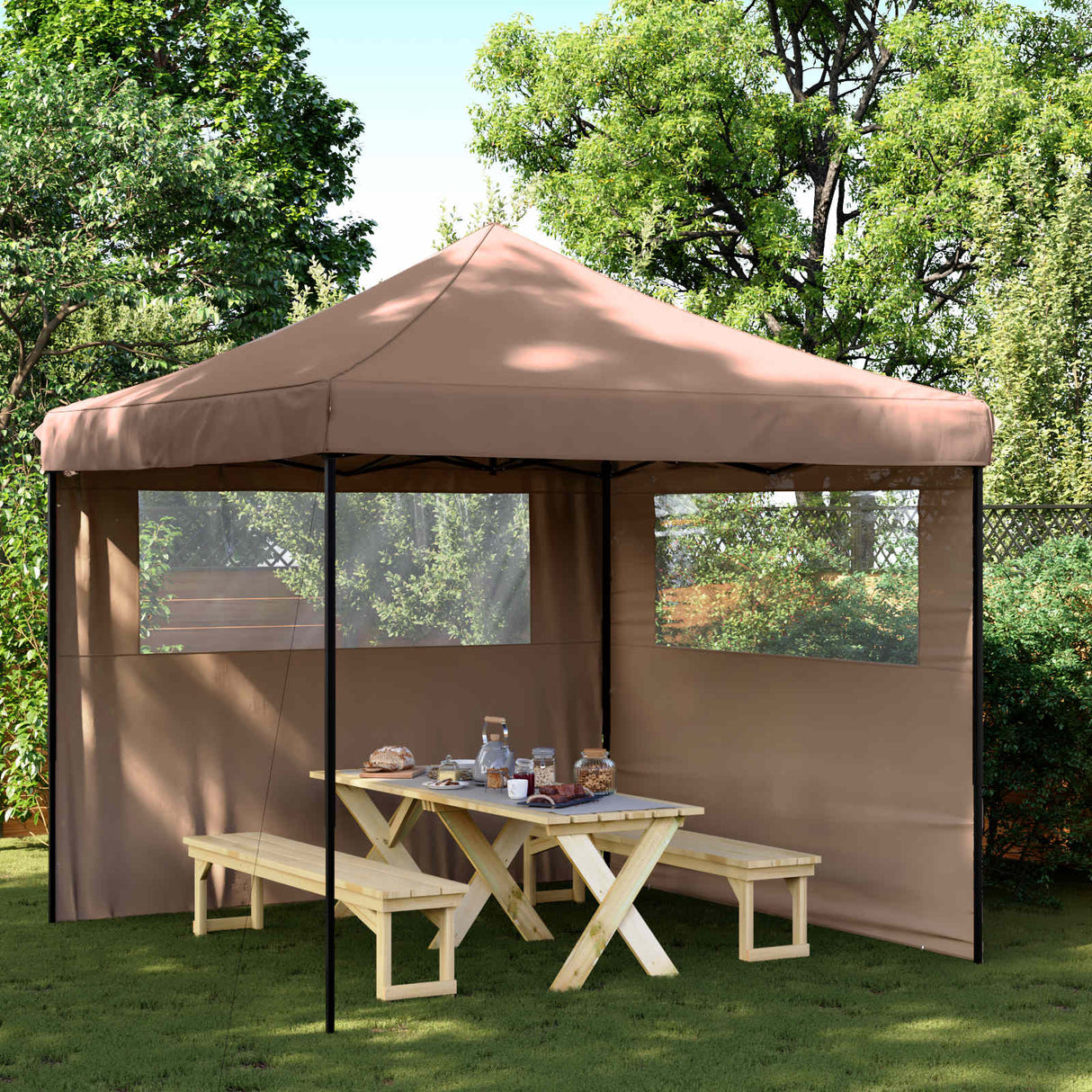 Party Tent Folding Brown 292 x 292 x 315 cm Oxford Fabric