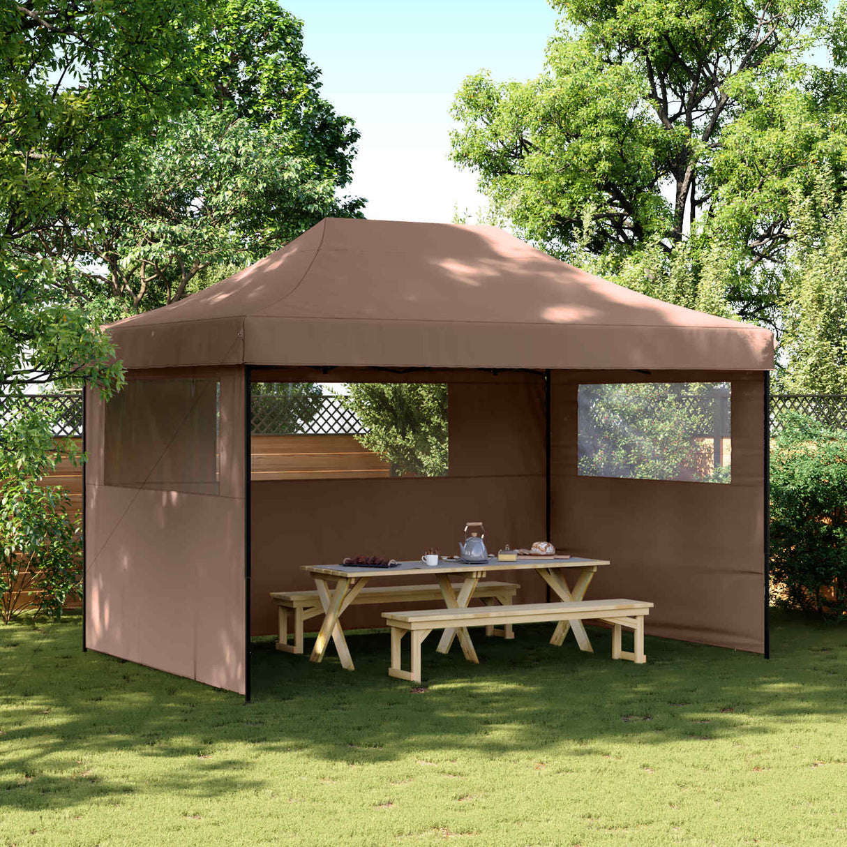 Party Tent Folding Brown 279 x 410 x 315 cm Oxford Fabric