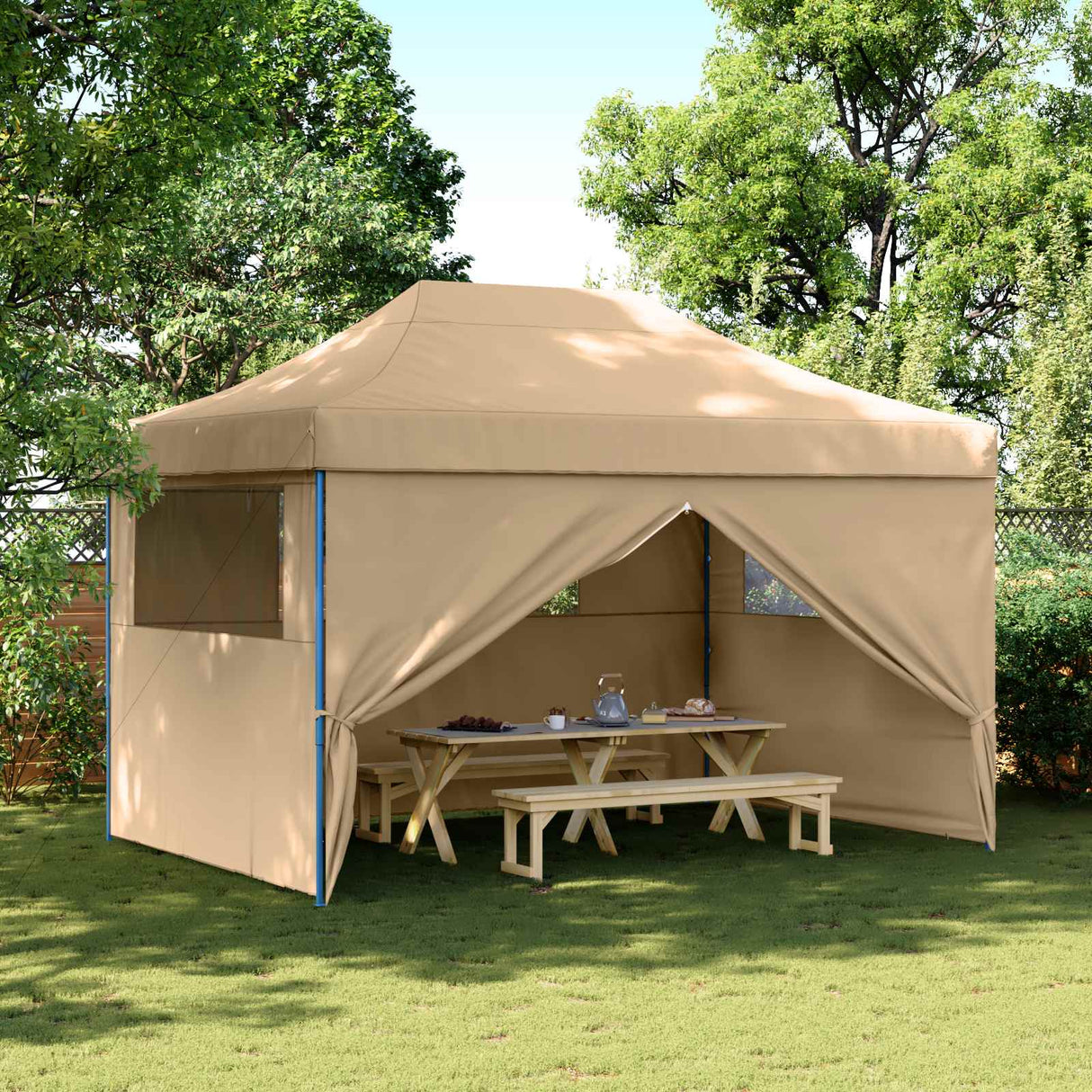 Party Tent Folding Beige 279 x 410 x 315 cm Oxford Fabric