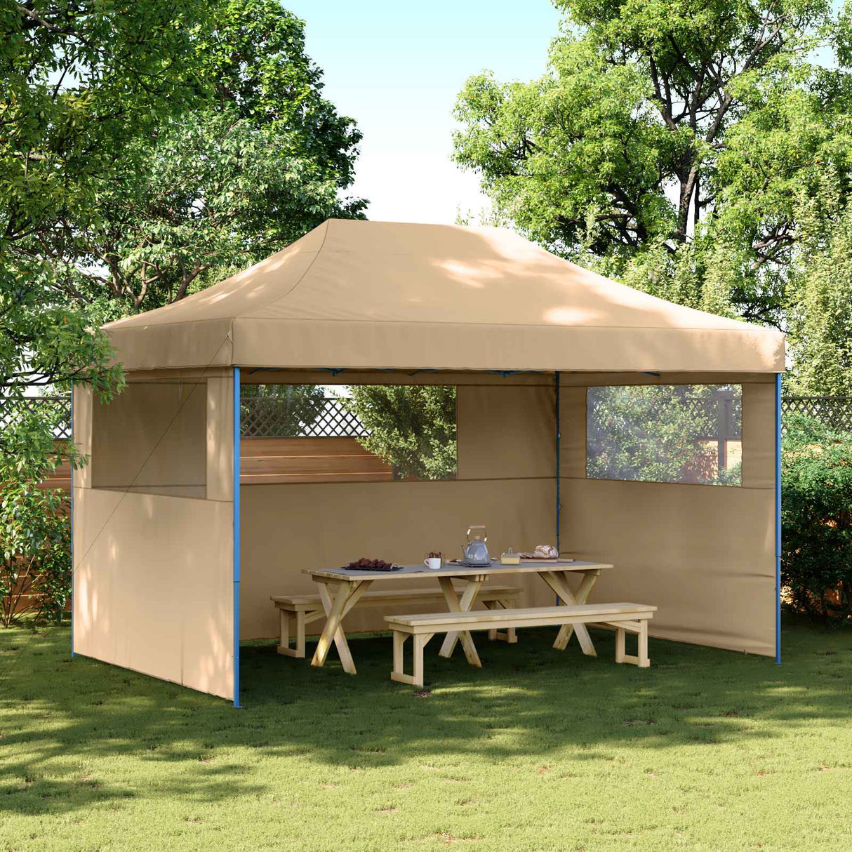 Party Tent Folding Beige 292 x 440 x 315 cm Oxford Fabric
