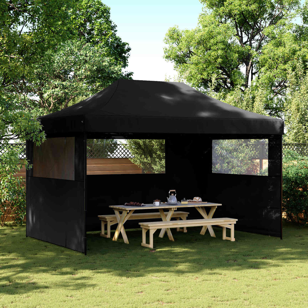 Party Tent Folding Black 292 x 440 x 315 cm Oxford Fabric