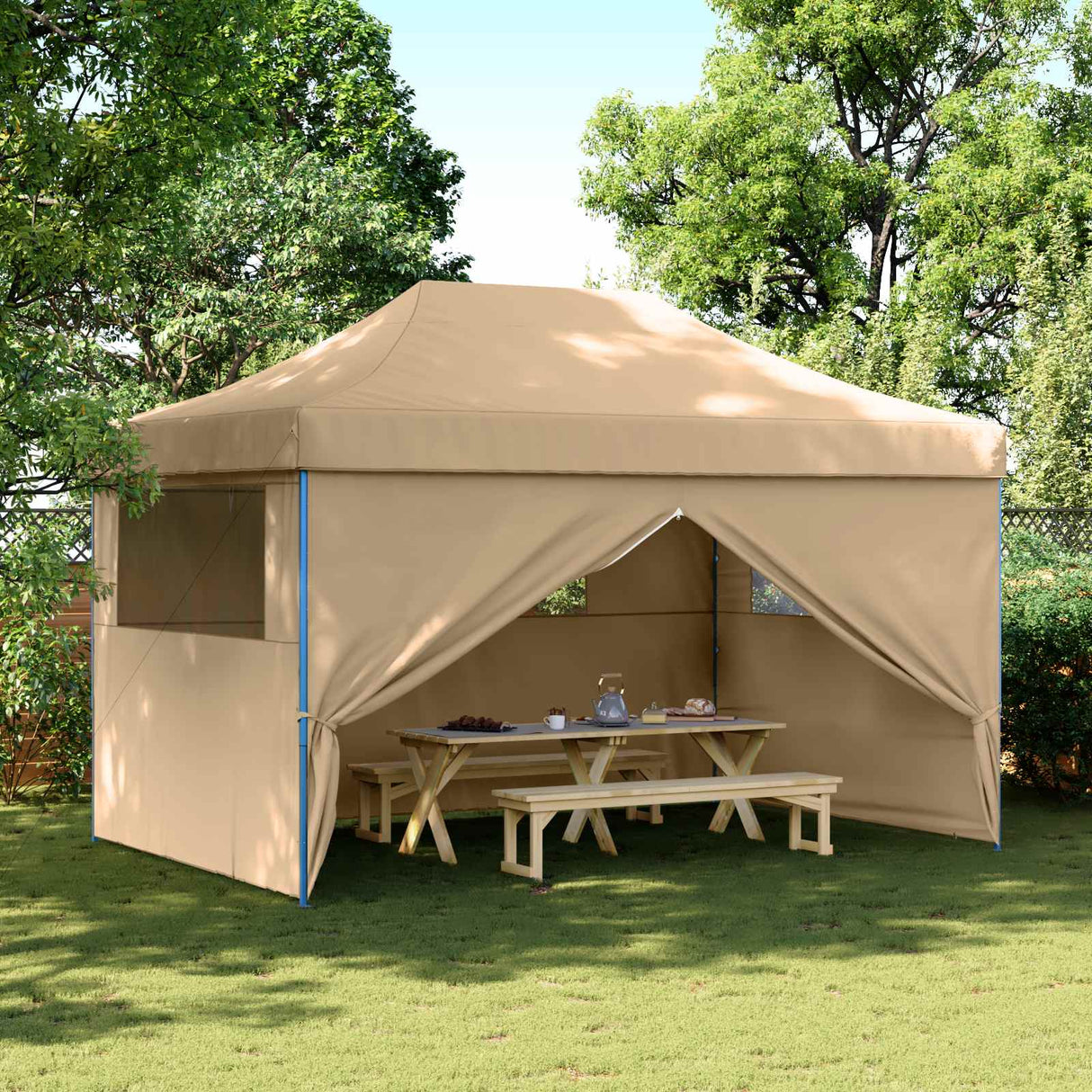 Party Tent Folding Beige 292 x 440 x 315 cm Oxford Fabric