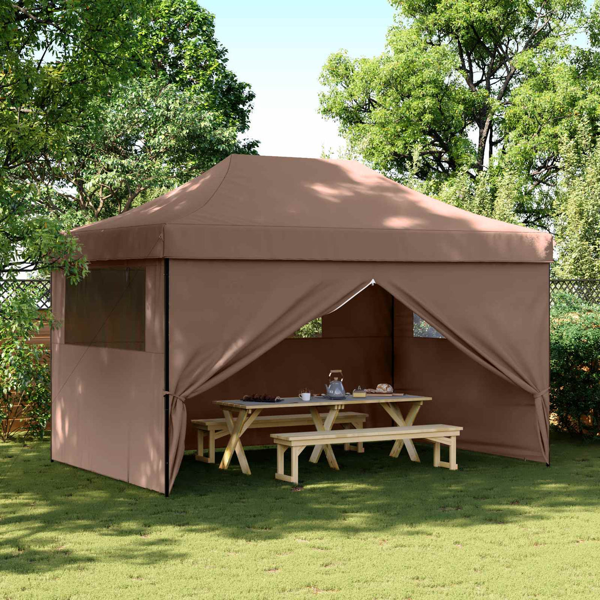 Party Tent Folding Brown 292 x 440 x 315 cm Oxford Fabric