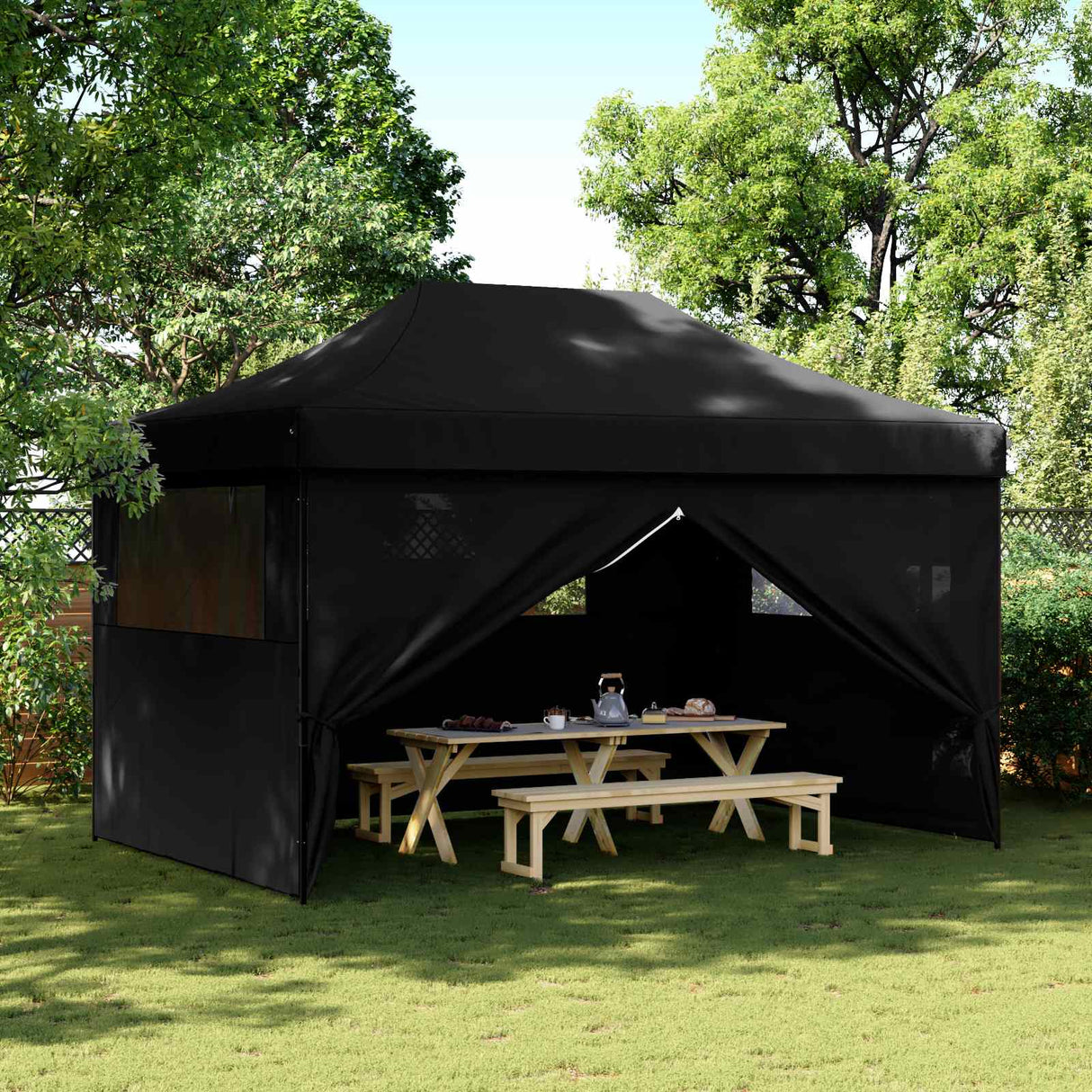 Party Tent Folding Black 292 x 440 x 315 cm Oxford Fabric