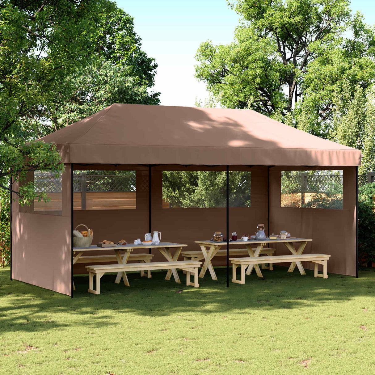 Party Tent Folding Brown 292 x 580 x 315 cm Oxford Fabric