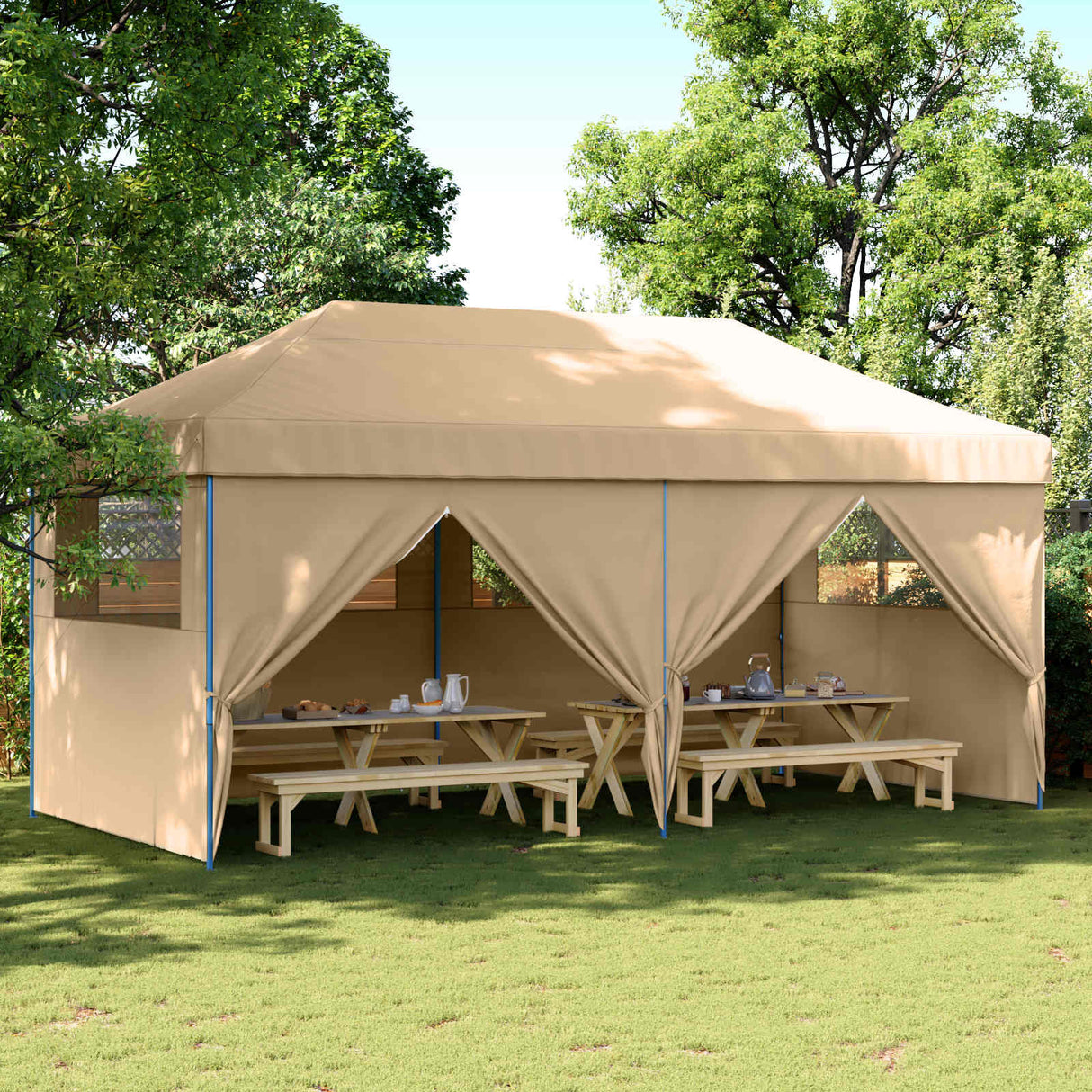 Party Tent Folding Beige 292 x 580 x 315 cm Oxford Fabric