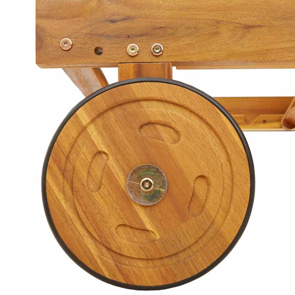 Sun Lounger Reclining with Cushion Beige Solid Acacia Wood