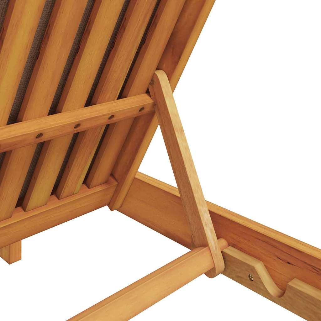 Sun Lounger Reclining with Cushion Taupe Solid Acacia Wood