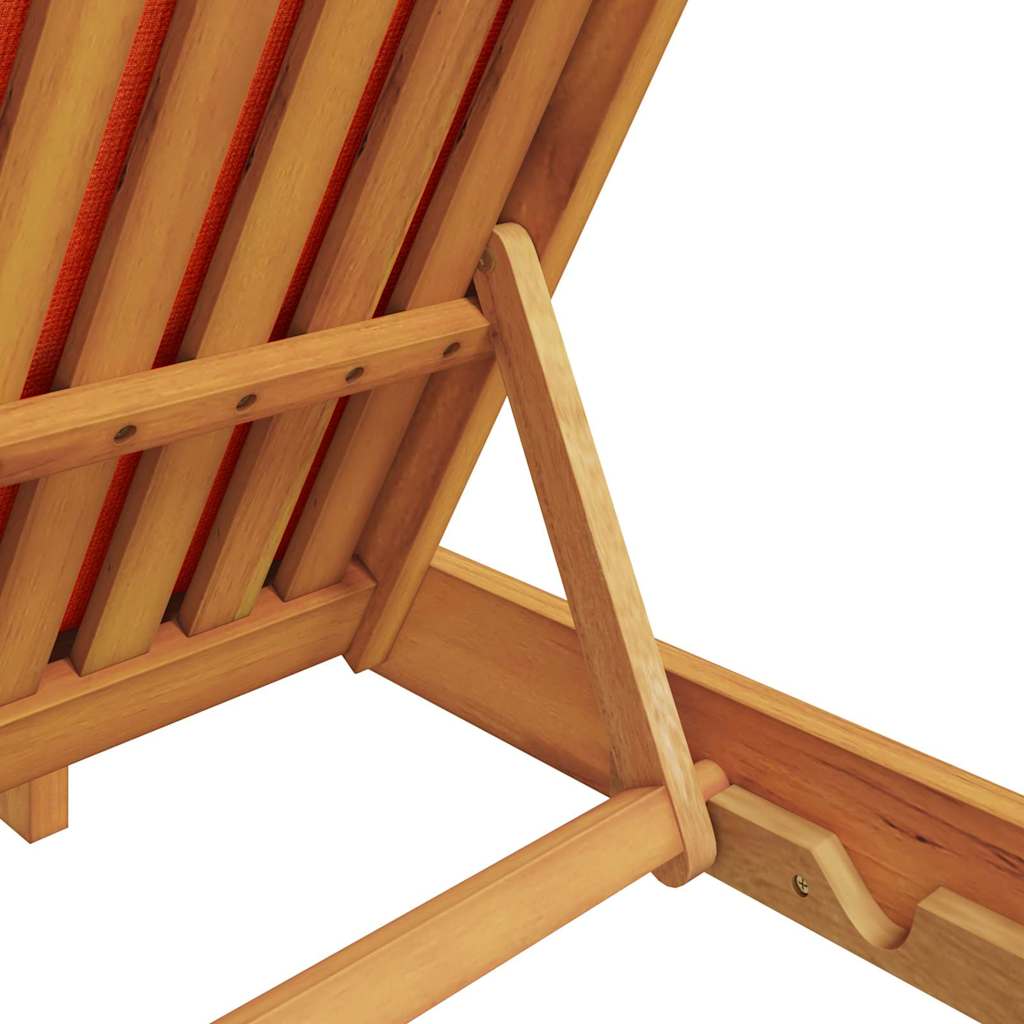 Sun Lounger Reclining with Cushion Red Solid Acacia Wood