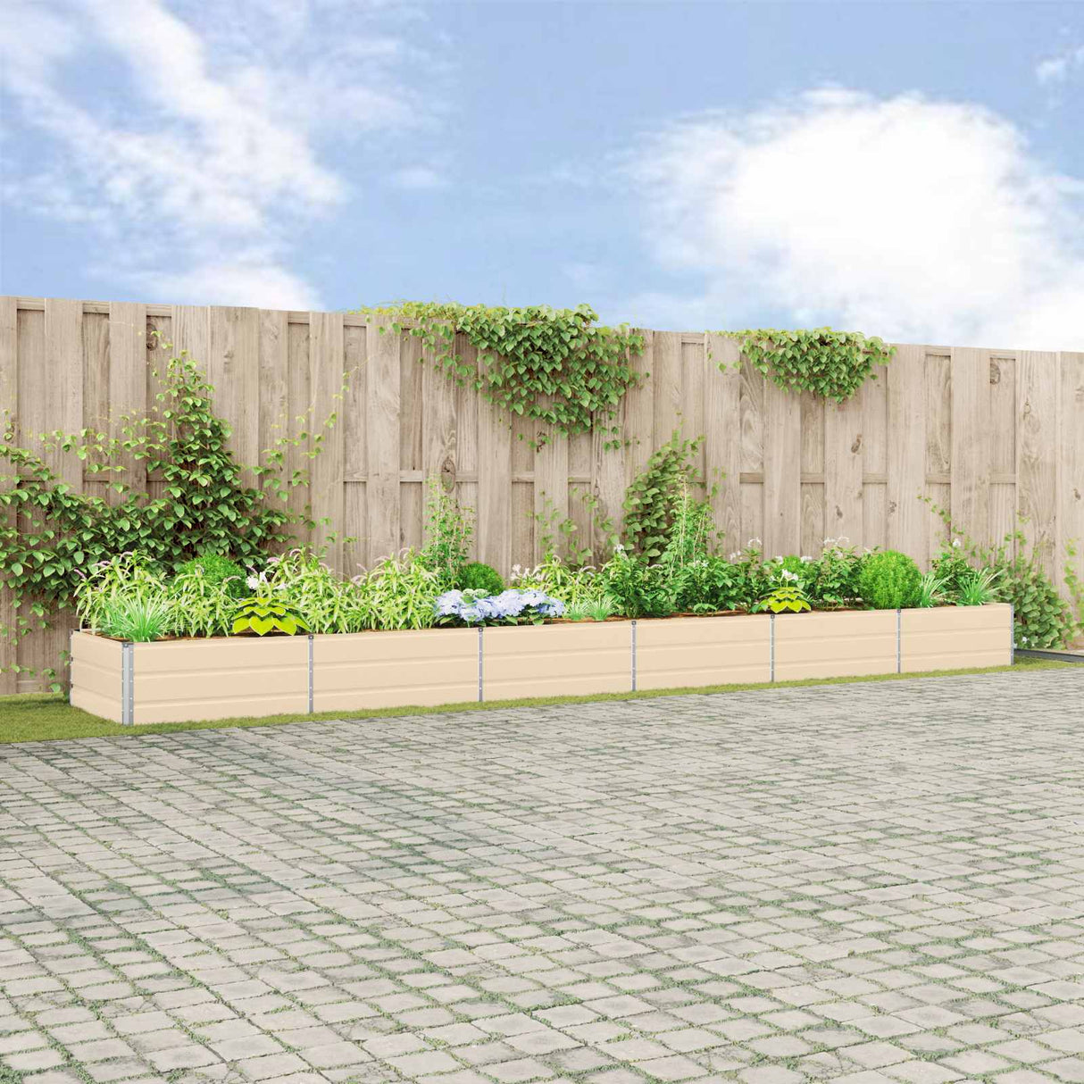 Planter Ivory 580 x 100 x 45 cm Galvanised Steel