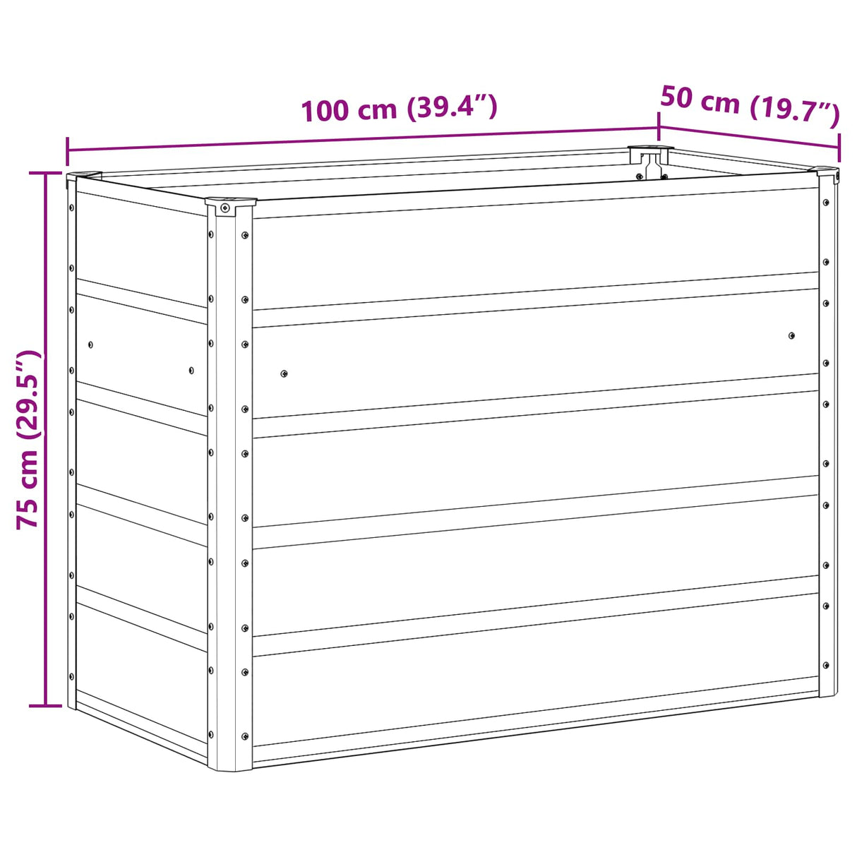 Planter Light Grey 100 x 50 x 77 cm Galvanised Steel