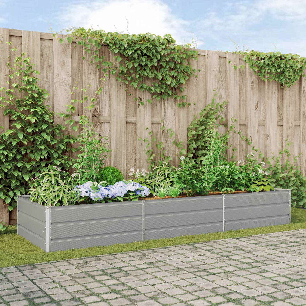 Planter Light Grey 290 x 100 x 45 cm Galvanised Steel