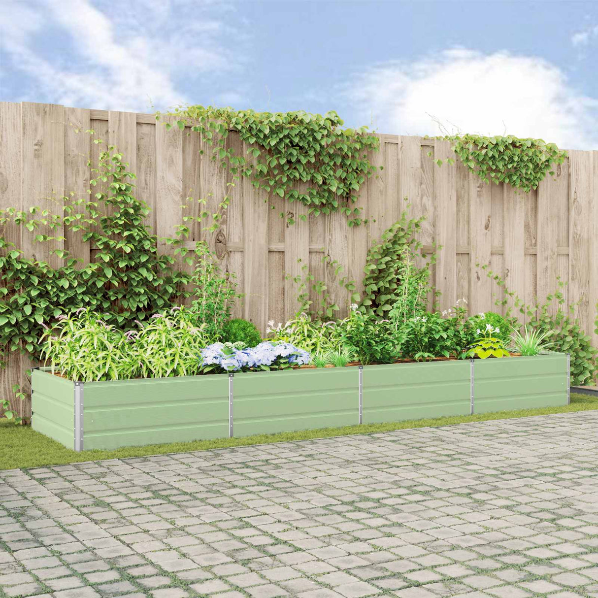 Planter Pastel Green 385 x 100 x 45 cm Galvanised Steel