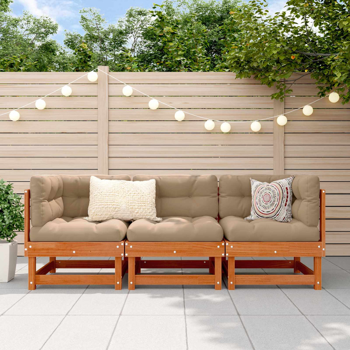 Sectional Sofa Units 3 Piece Wax Brown Solid Pine Wood