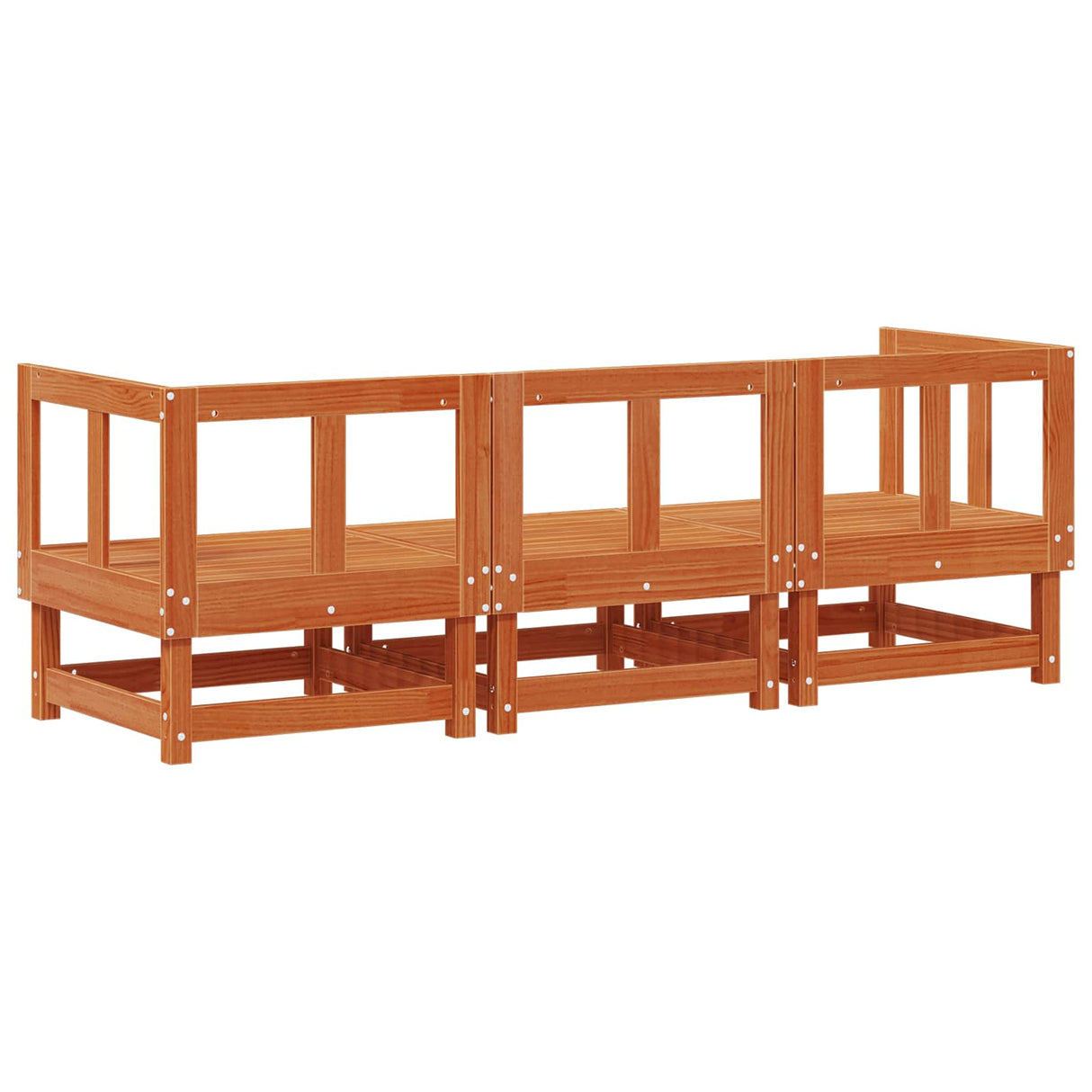 Sectional Sofa Units 3 Piece Wax Brown Solid Pine Wood