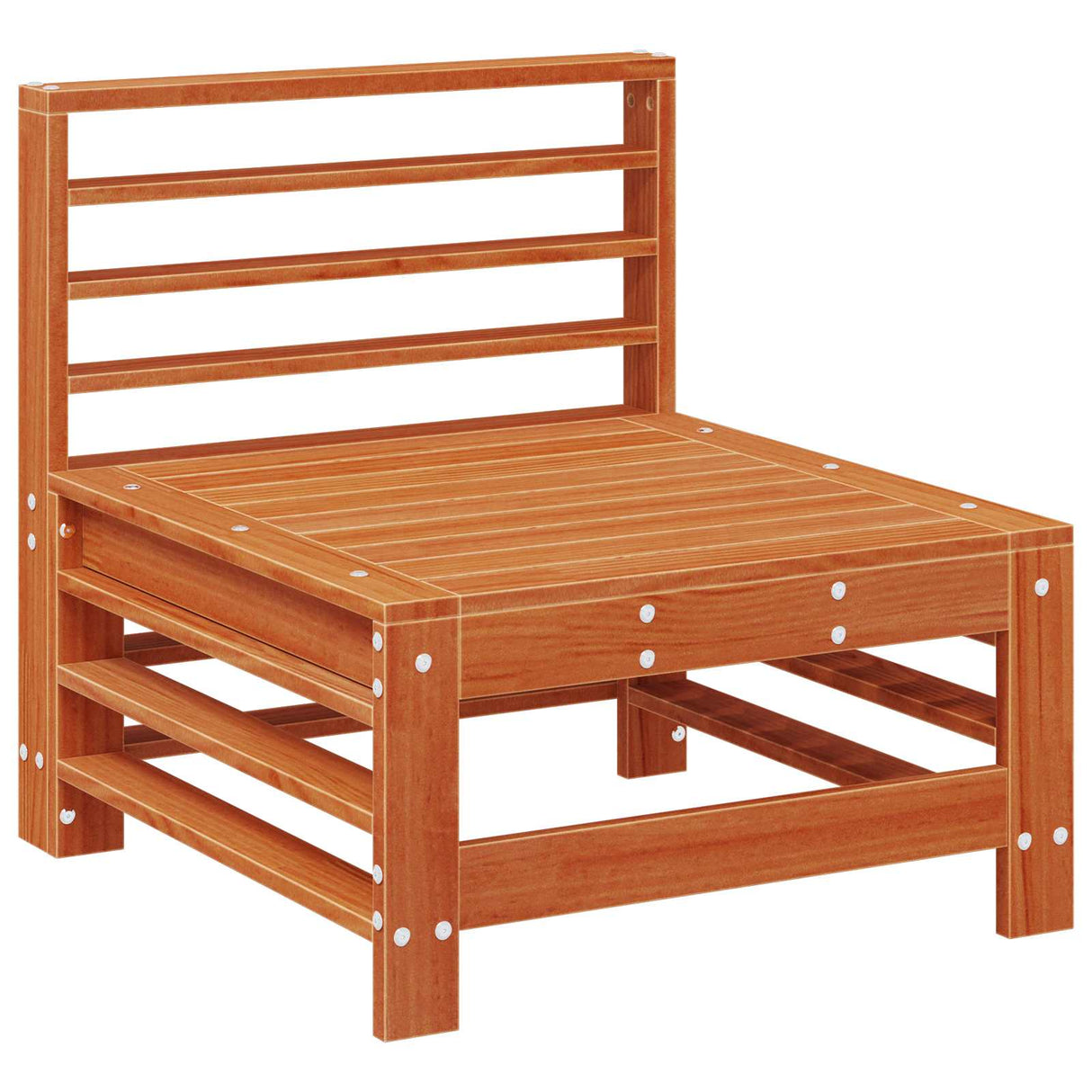 Garden Middle Sofa Solid Pine Wood Wax Brown