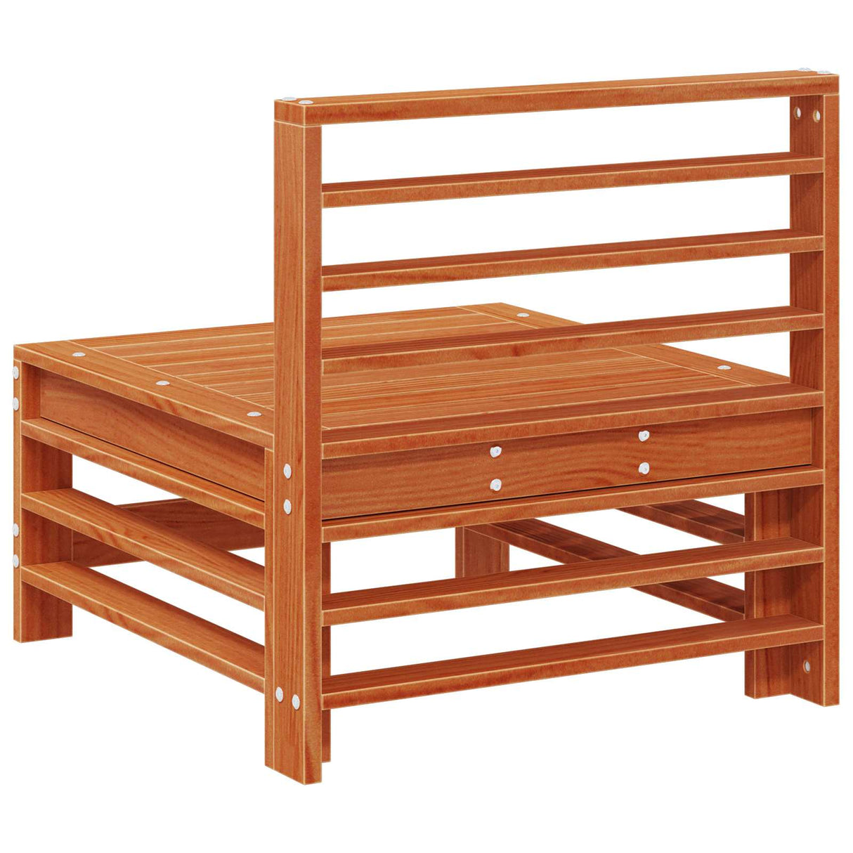 Garden Middle Sofa Solid Pine Wood Wax Brown