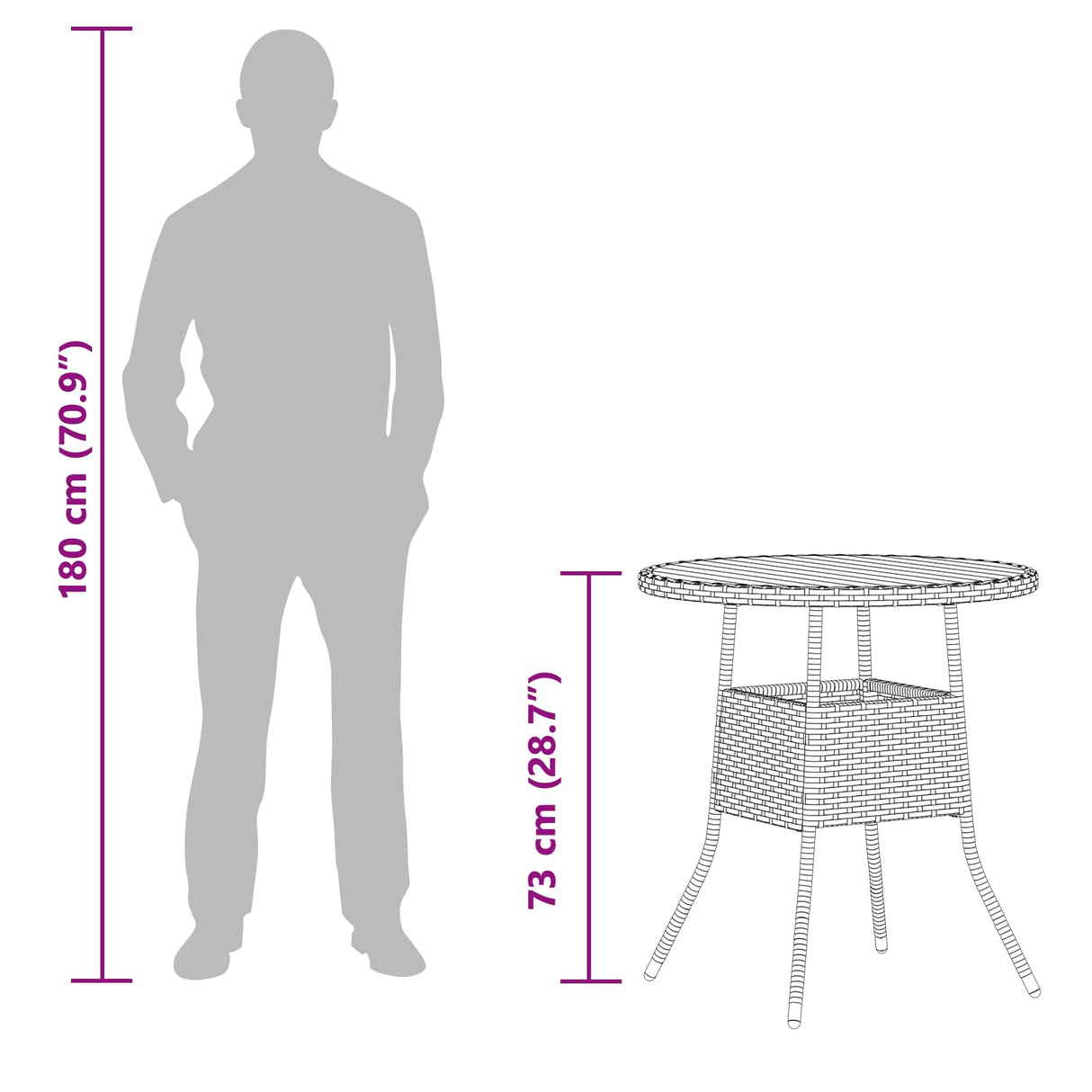 Dinner Table Grey and Acacia 70 x 70 x 73 cm Solid Acacia Wood