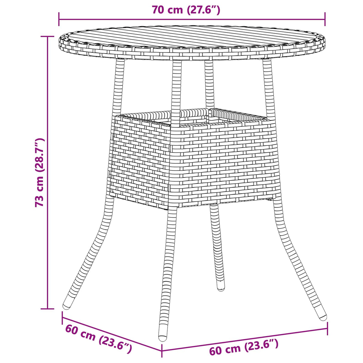 Dinner Table Grey and Acacia 70 x 70 x 73 cm Solid Acacia Wood