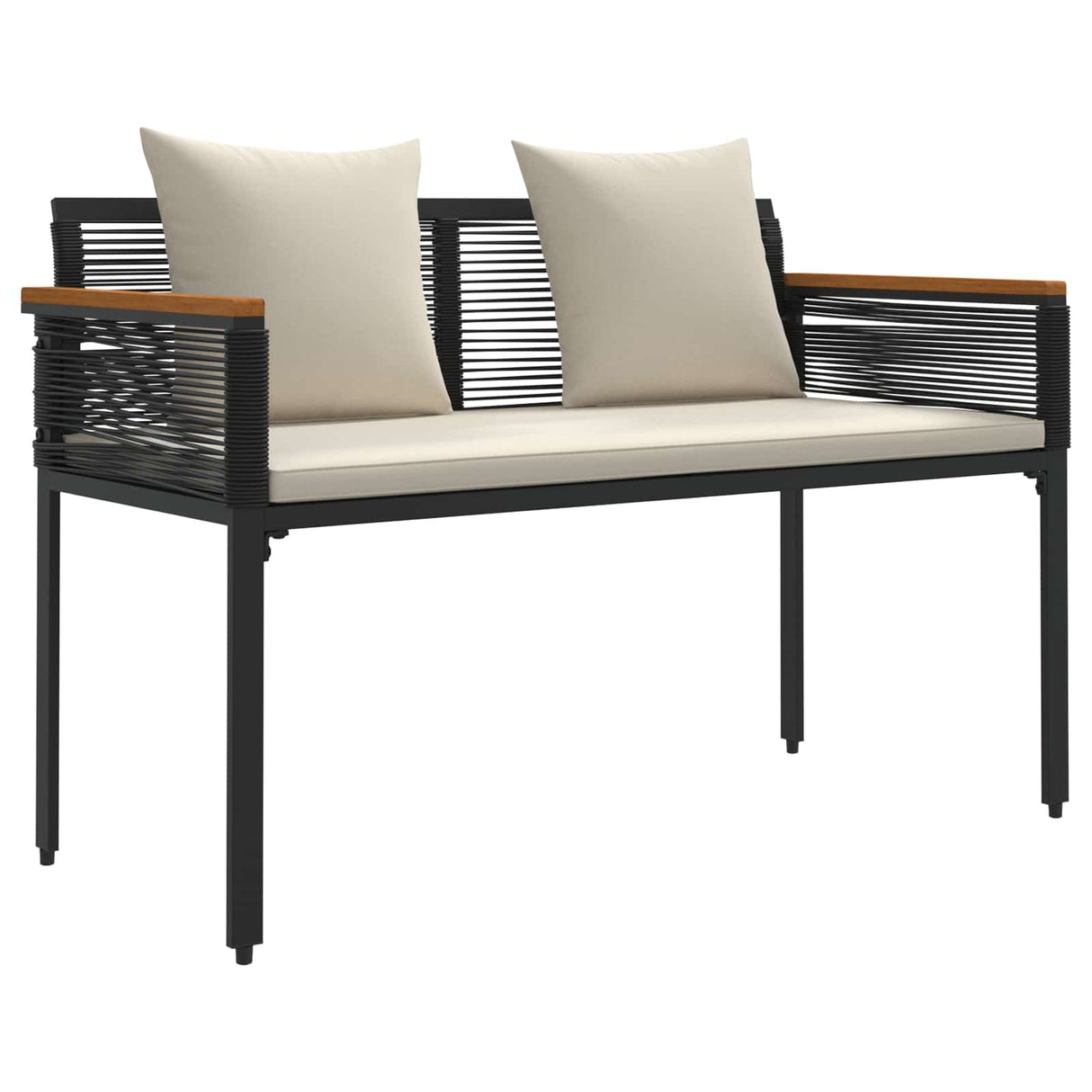 Outdoor Furniture Set Black and Cream White PE Rattan