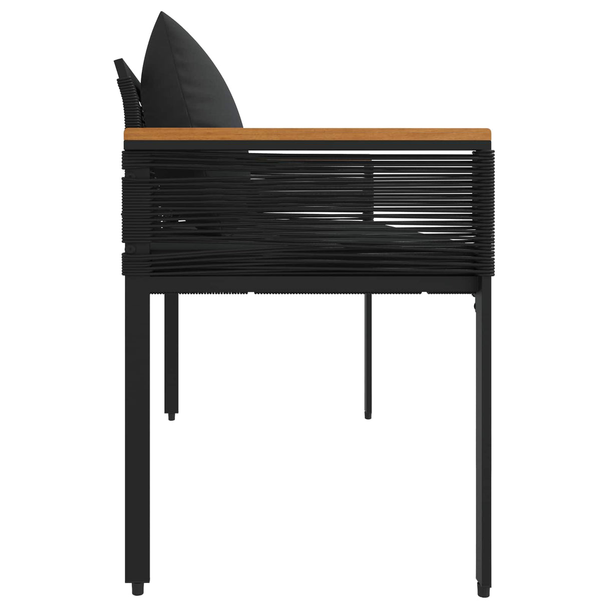 Outdoor Bench with Cushion Black 117 x 54 x 74.5 cm Poly Rattan