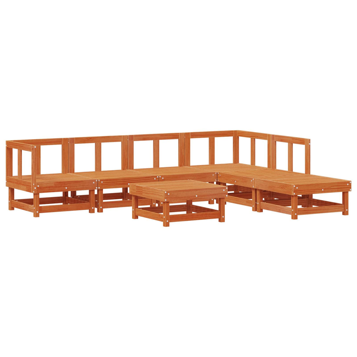 Garden Lounge Set 7 pcs Wax Brown Solid Pine Wood