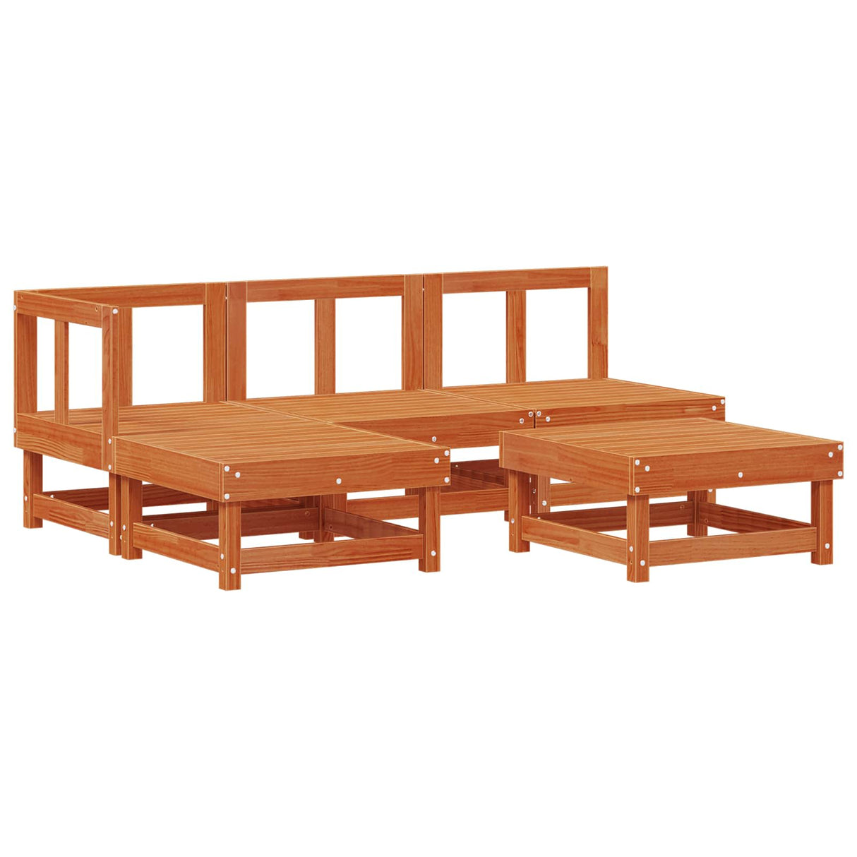Garden Lounge Set 5 pcs Wax Brown Solid Pine Wood