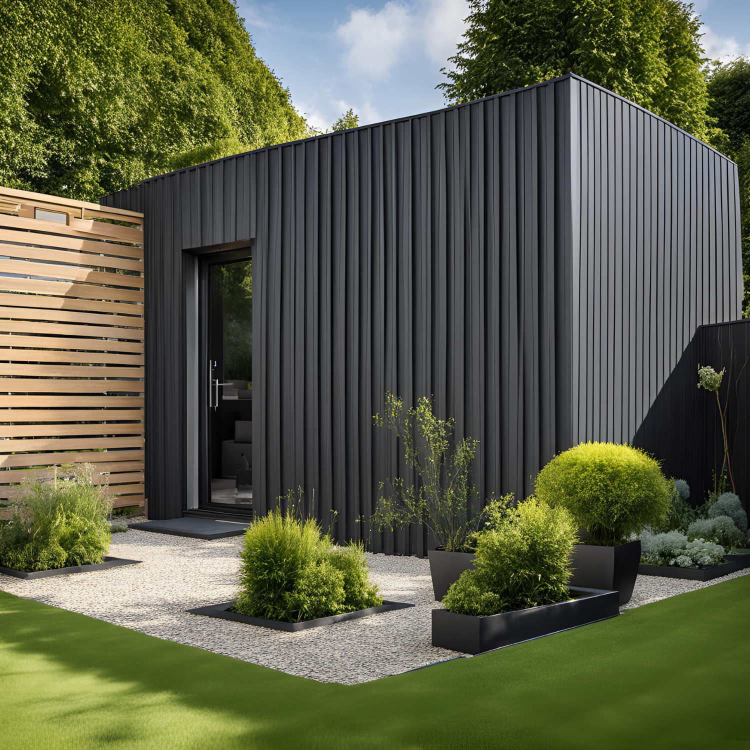 Slatted Composite Cladding - Anthracite