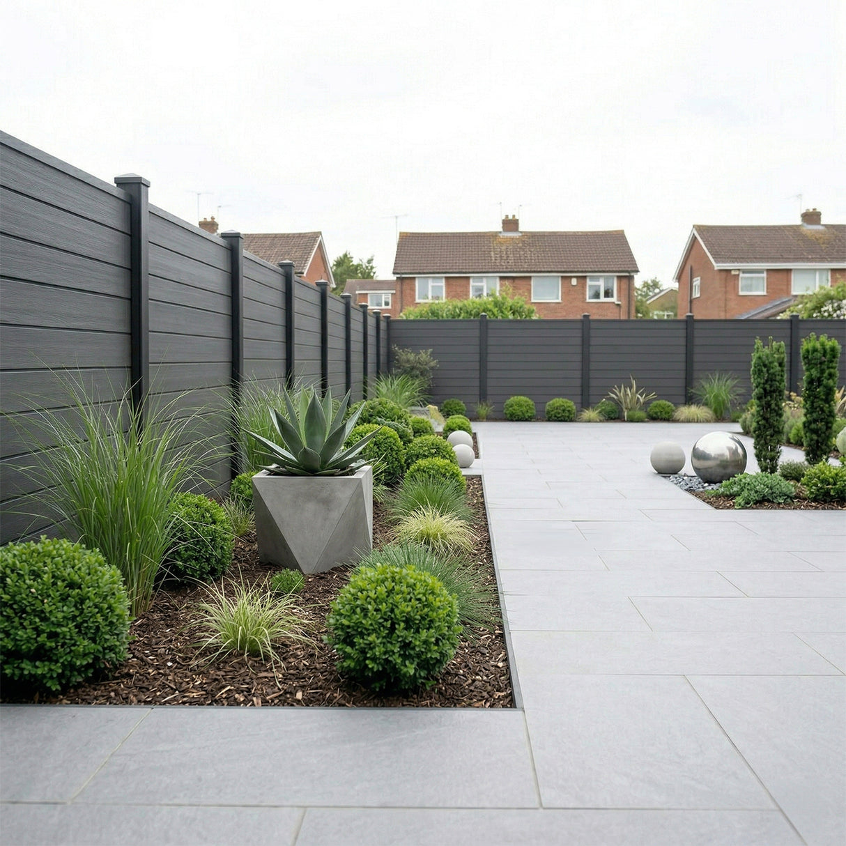 Woodgrain Composite Fencing Panel – Anthracite (1.83m | 150mm Coverage | 20mm Thick)