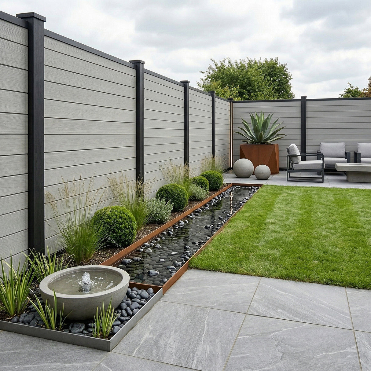 Woodgrain Composite Fencing Panel – Ash (1.83m | 150mm Coverage | 20mm Thick)