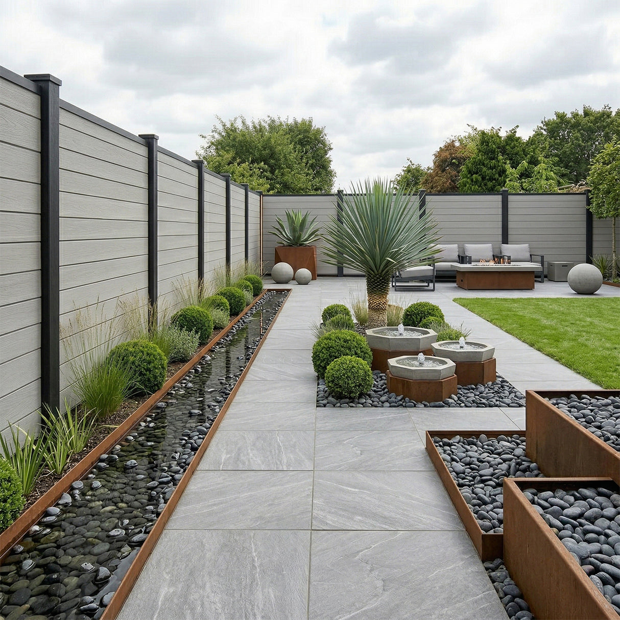 Woodgrain Composite Fencing Panel – Ash (1.83m | 150mm Coverage | 20mm Thick)