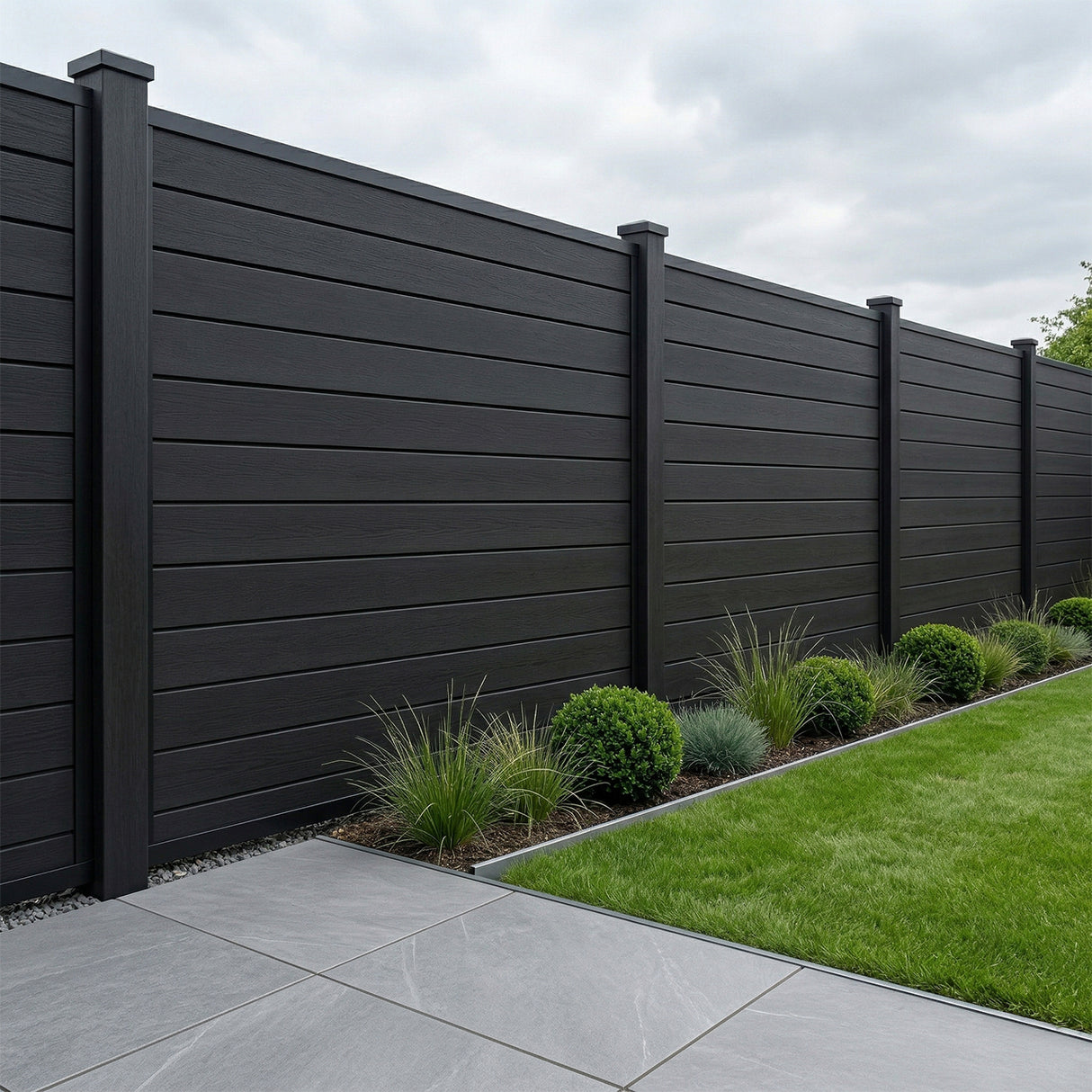 Woodgrain Composite Fencing Panel – Black (1.83m | 150mm Coverage | 20mm Thick)
