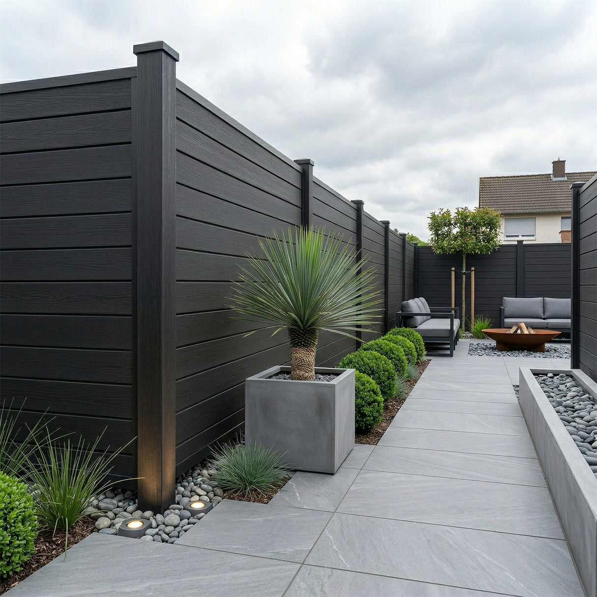 Woodgrain Composite Fencing Panel – Black (1.83m | 150mm Coverage | 20mm Thick)