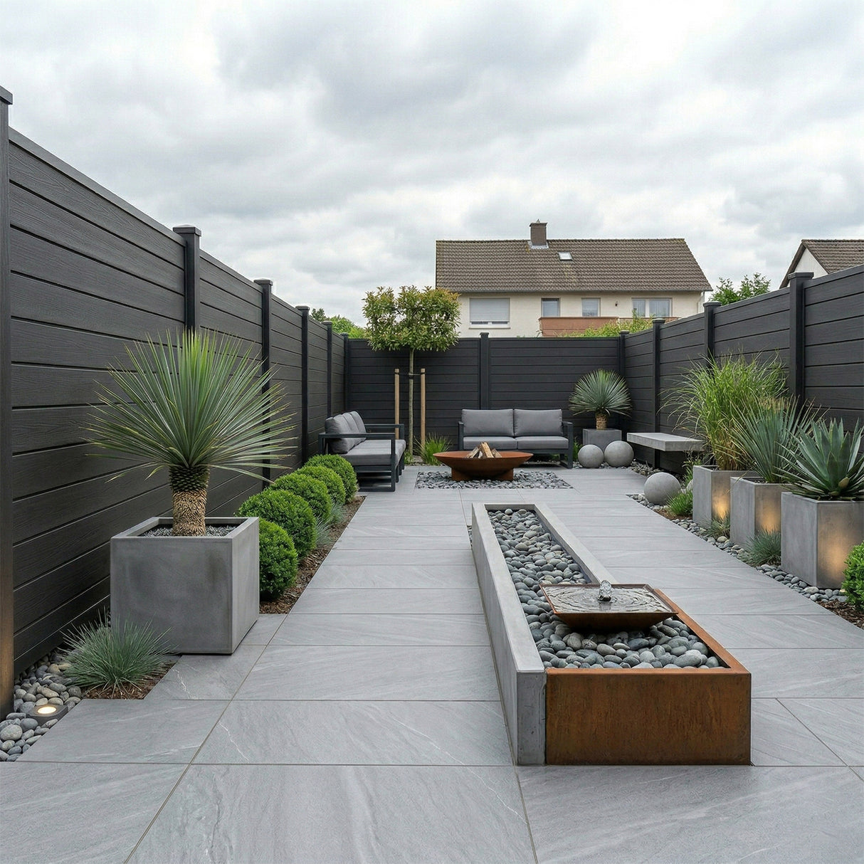 Woodgrain Composite Fencing Panel – Black (1.83m | 150mm Coverage | 20mm Thick)