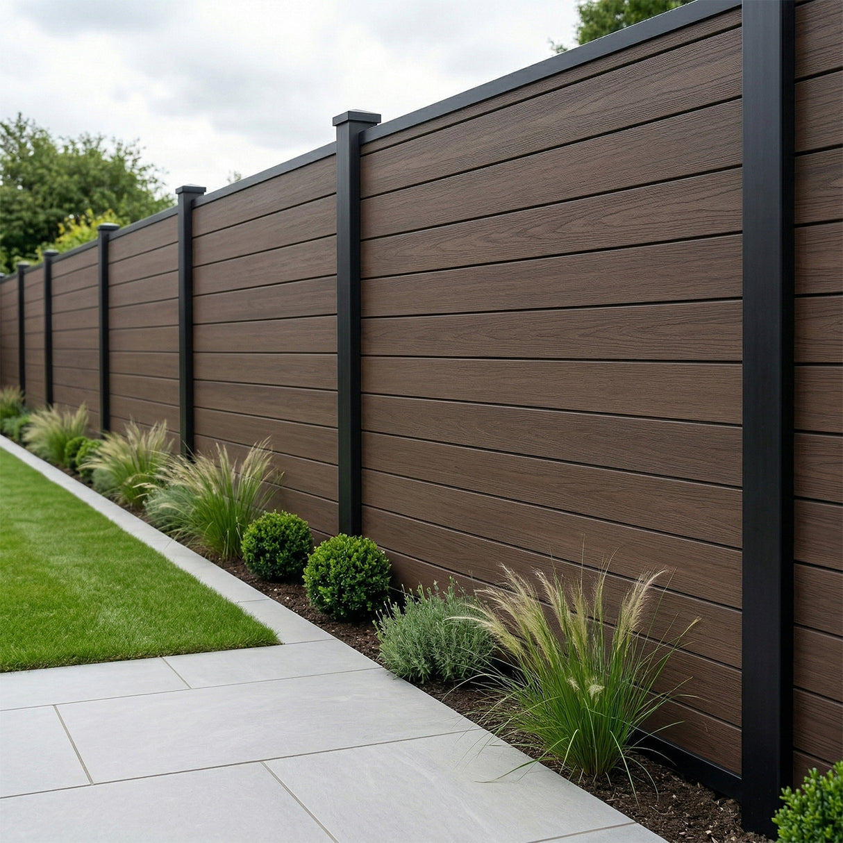 Woodgrain Composite Fencing Panel – Brown (1.83m | 150mm Coverage | 20mm Thick)