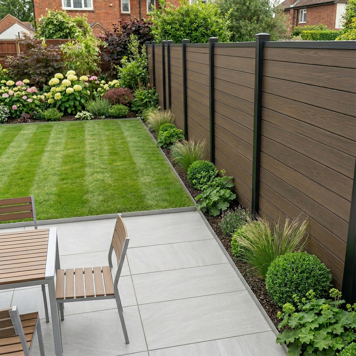 Woodgrain Composite Fencing Panel – Brown (1.83m | 150mm Coverage | 20mm Thick)