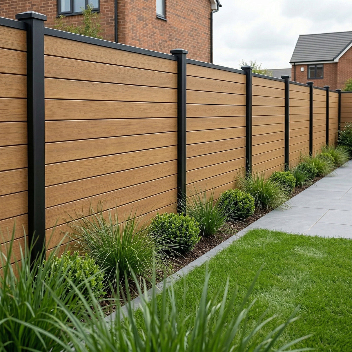 Woodgrain Composite Fencing Panel – Teak (1.83m | 150mm Coverage | 20mm Thick)