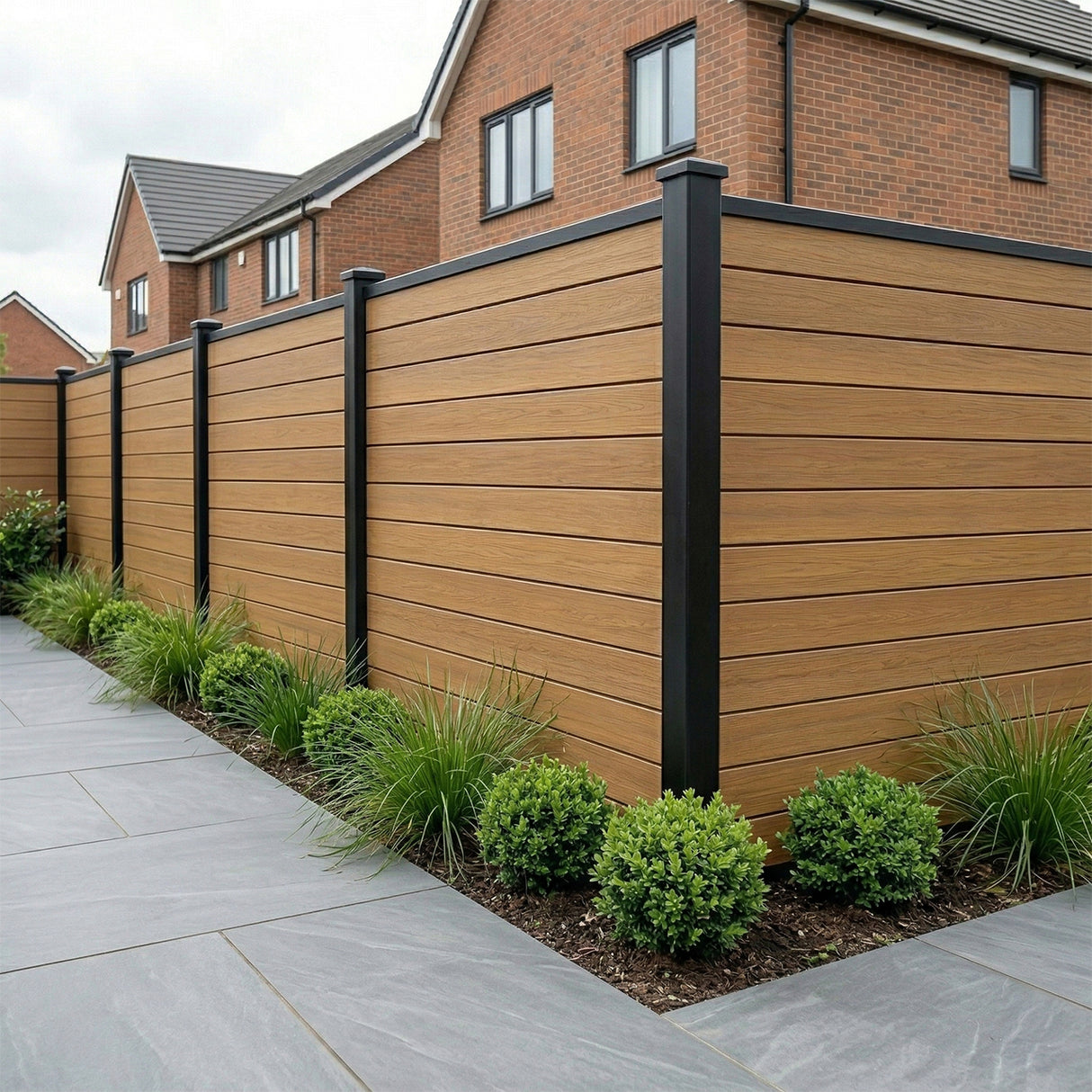 Woodgrain Composite Fencing Panel – Teak (1.83m | 150mm Coverage | 20mm Thick)