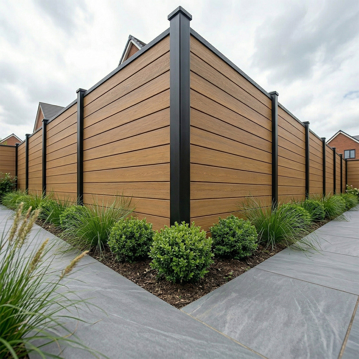 Woodgrain Composite Fencing Panel – Teak (1.83m | 150mm Coverage | 20mm Thick)